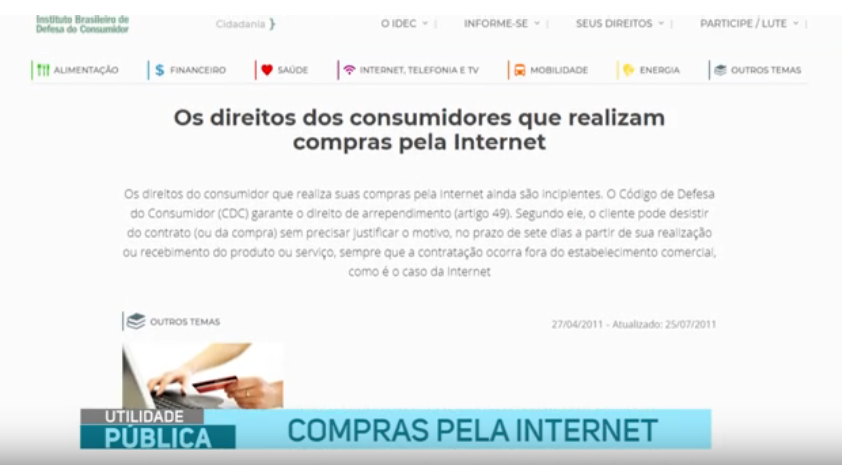 Utilidade Pública – Compras pela Internet