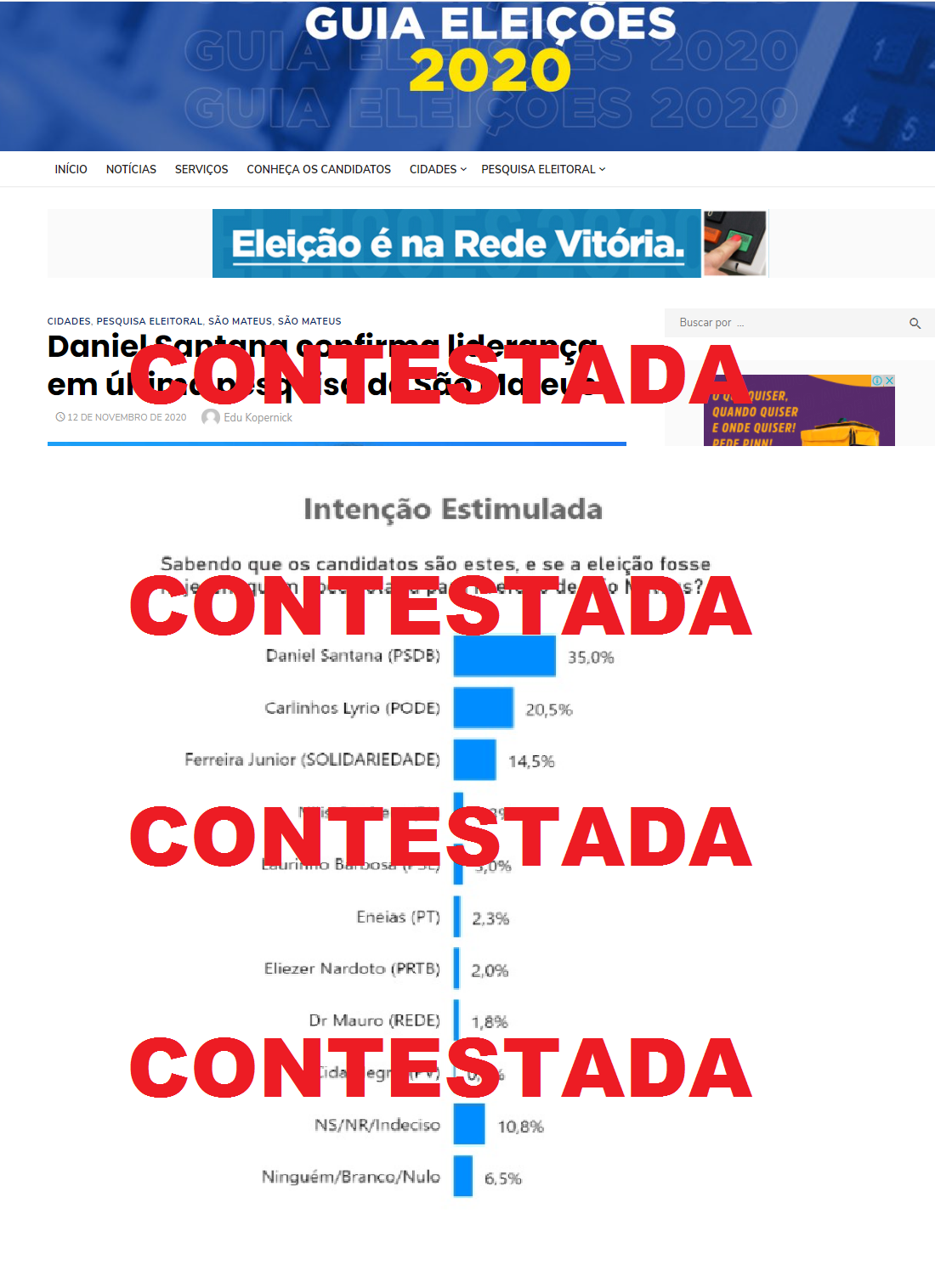 ELEIÇÕES 2020 – Pesquisa da Futura ignora candidato e é recebida com ‘muita desconfiança’ em São Mateus