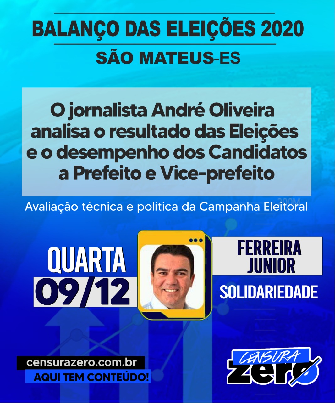 ANÁLISE DAS ELEIÇÕES 2020 EM SÃO MATEUS – Ferreira Júnior (Solidariedade): nome novo falhou pela falta de liderança e improviso na coordenação da campanha