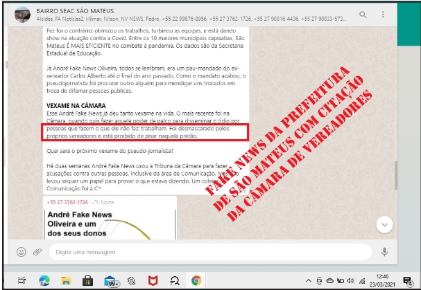 Criminosos se exaltam com apoio de vereadores e espalham fake news em nome da Câmara de São Mateus; veja!