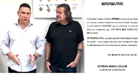 INVER$ÃO DE VALORE$ EM $ÃO MATEU$ – Daniel pega mais R$ 2 milhões com Da Vitória, exonera dezenas de servidores da saúde e confirma primeiras atrações da festança dos R$ 30 milhões; prefeito condecorado pelo CBMES por “mérito” faz agenda com secretária do Governo Casagrande para mais dinheiro público