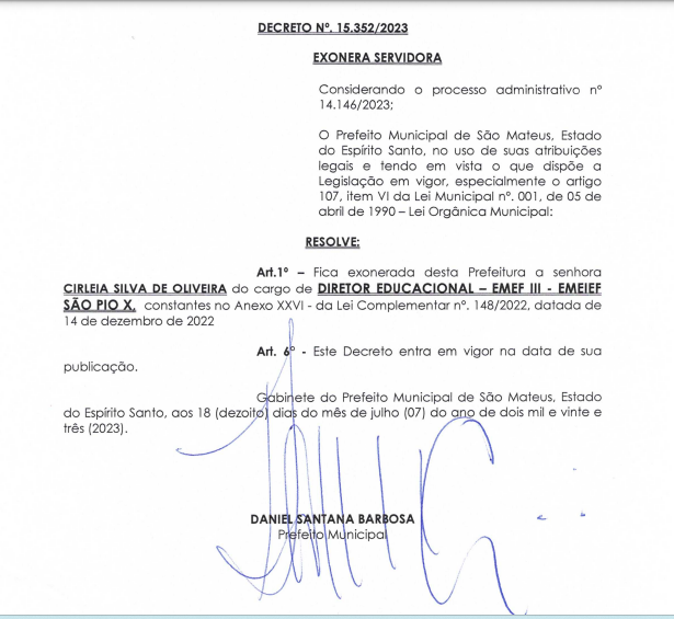 SÃO MATEUS INVERTE OS VALORES DA EDUCAÇÃO – Prefeito e Secretária exoneram diretora de escola que trabalhava com honestidade, dedicação e parceria com as famílias dos alunos somente porque ela lutava pela qualidade da educação no campo; veja o vídeo