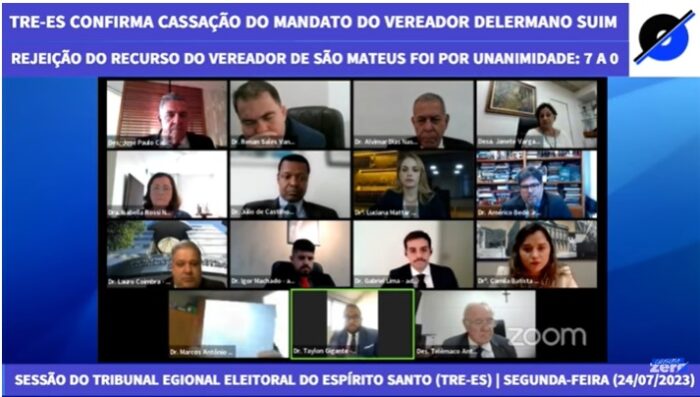 VÍDEO – Sessão de julgamento do TRE-ES confirmada cassação do mandato de vereador de São Mateus