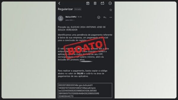 ALERTA DO TRE-ES – É falsa mensagem de cobrança para dar baixa no CNPJ de campanha